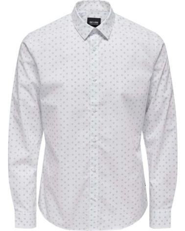 ONLY CAMISA DE MANGA LARGA PARA HOMBRE ONLY SONS CON ESTAMPADO DE CUADROS BLANCO