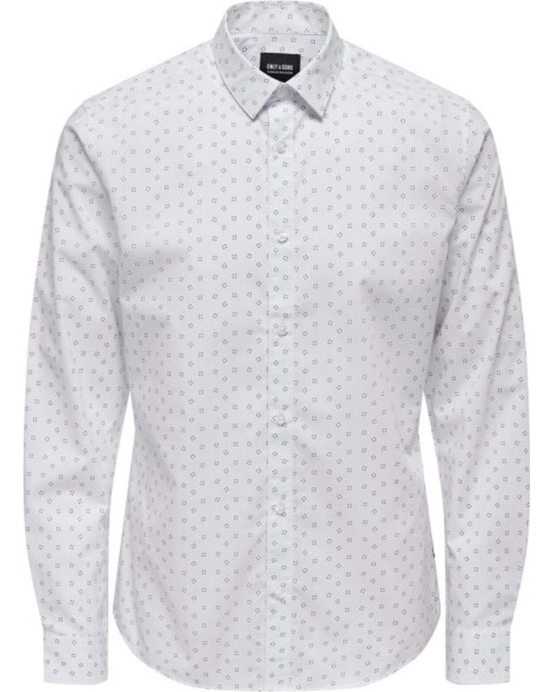 ONLY CAMISA DE MANGA LARGA PARA HOMBRE ONLY SONS CON ESTAMPADO DE CUADROS BLANCO