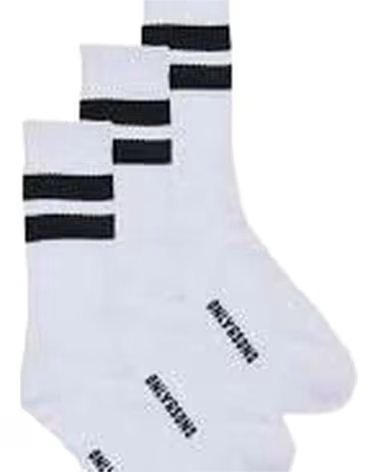 ONLY PACK 3 PAIRES CHAUSSETTES DE SPORT RAYURES BLANCHES ET NOIRES HOMME BLANCO