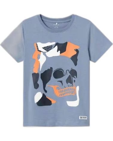 NAME IT UNISEX SHORT-SLEEVE T-SHIRT FOR BOYS WITH SKULL PRINT AZUL