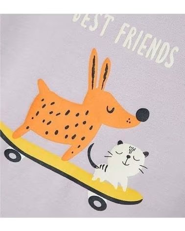 NAME IT UNISEX-T-SHIRT MIT KURZEN ÄRMELN FÜR KINDER MIT HUND-UND-KATZE-AUFDRUCK MORADO