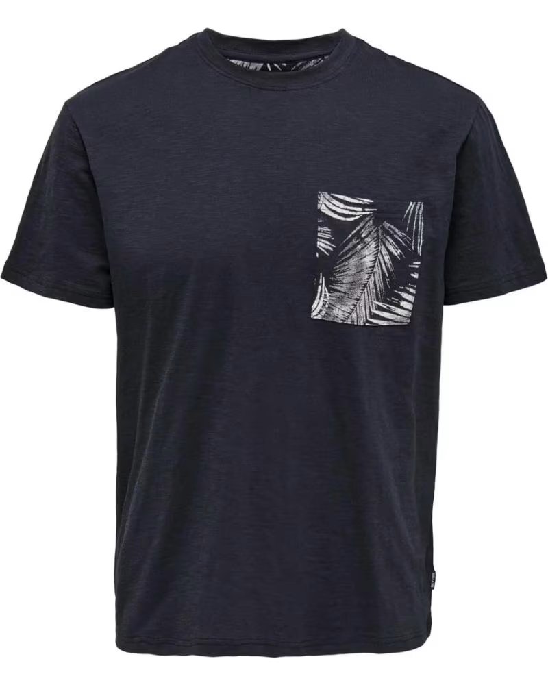 ONLY CAMISETA DE MANGA CORTA ONLY SONS CON ESTAMPADO EN BOLSILLO PARA HOMBRE AZUL