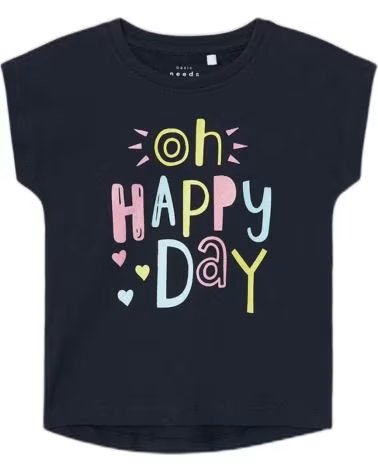NAME IT CAMISETA DE MANGA CURTA OH HAPPY DAY AZUL PARA MENINA