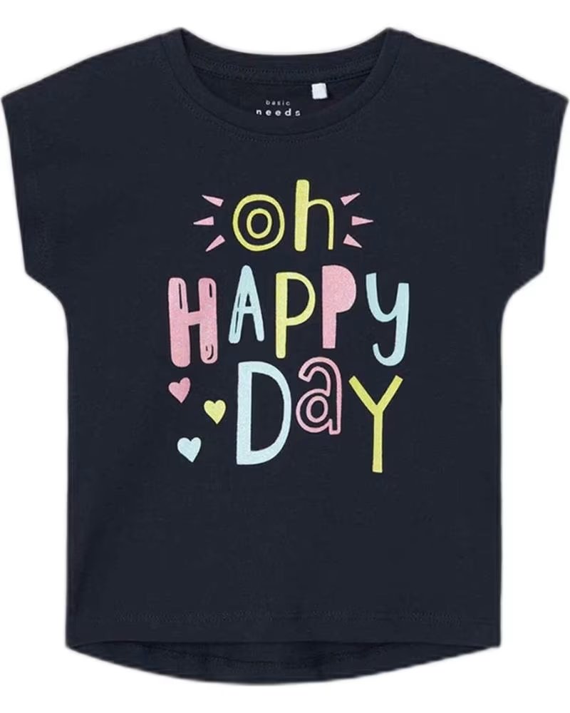 NAME IT CAMISETA DE MANGA CURTA OH HAPPY DAY AZUL PARA MENINA