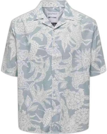 ONLY CAMISA DE HOMBRE ONLY & SONS CON ESTAMPADO TROPICAL AZUL