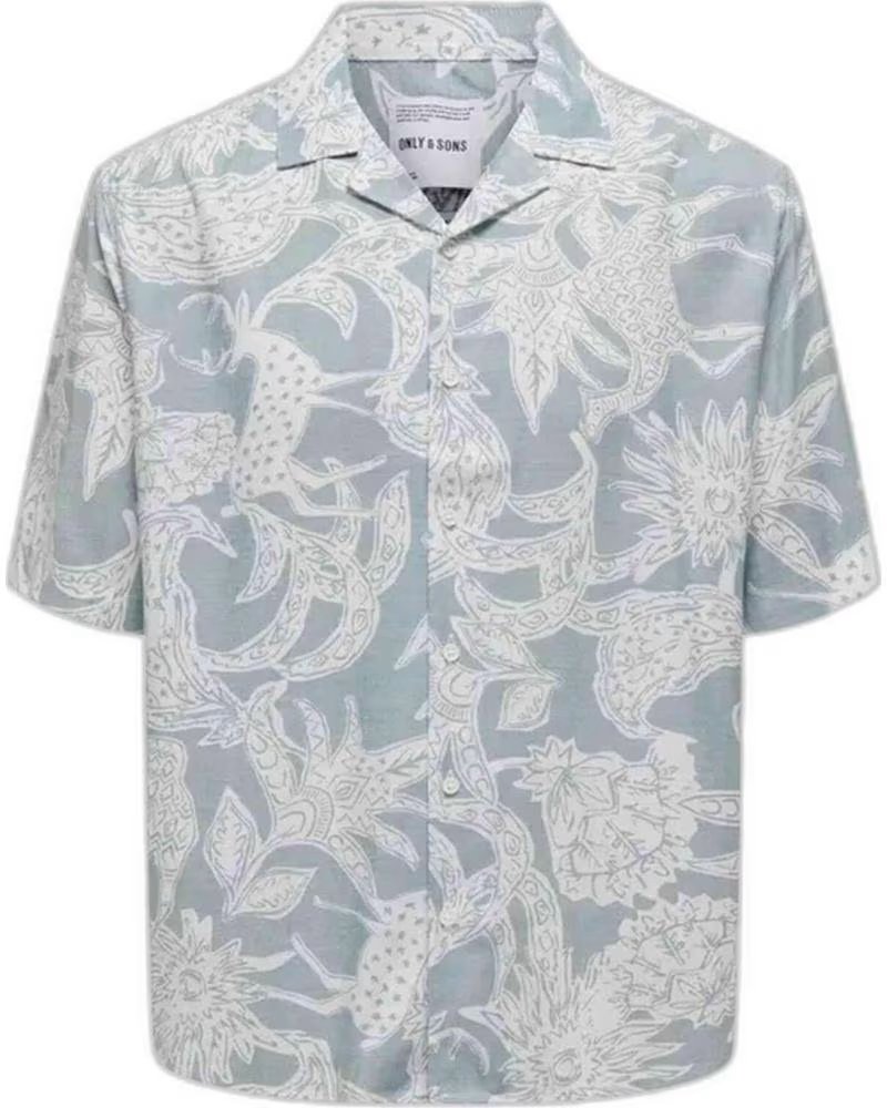 ONLY CAMISA DE HOMBRE ONLY & SONS CON ESTAMPADO TROPICAL AZUL