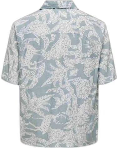 ONLY CAMISA DE HOMBRE ONLY & SONS CON ESTAMPADO TROPICAL AZUL
