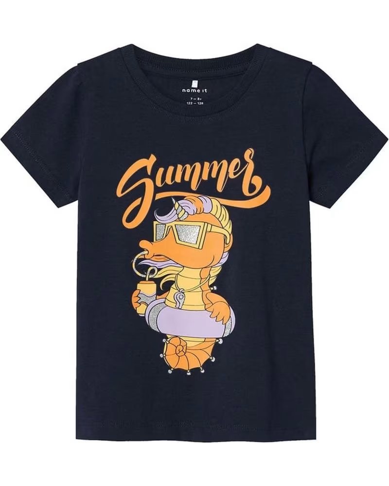 NAME IT UNISEX-T-SHIRT MIT KURZEN ÄRMELN UND ENTENAUFDRUCK FÜR KINDER AZUL
