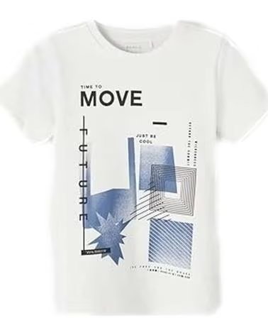 NAME IT UNISEX KIDS "MOVE" SHORT SLEEVE T-SHIRT BLANCO