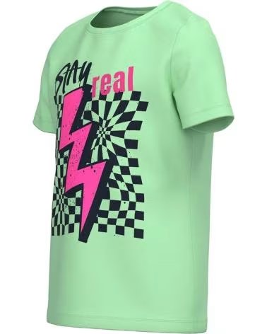 NAME IT T-SHIRT STAY REAL MIT BLITZ-PRINT GRÜN VERDE