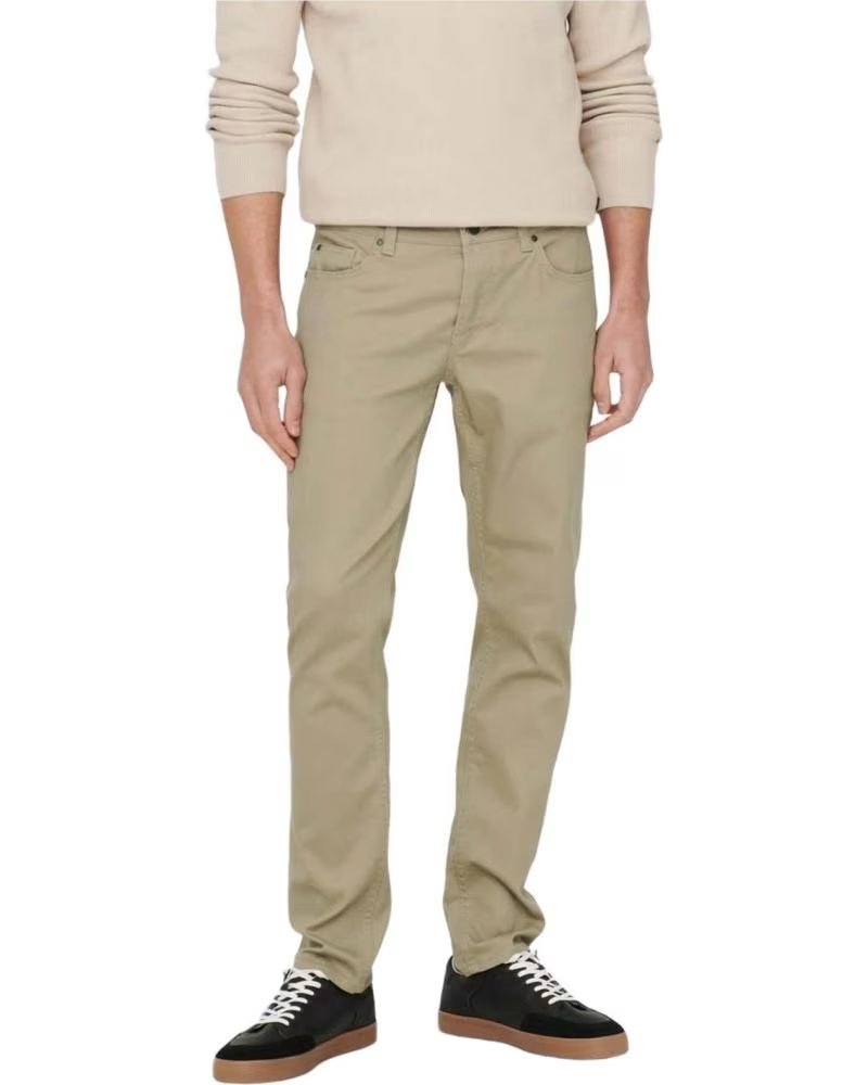 ONLY PANTALON LONG HOMME BEIGE BEIGE