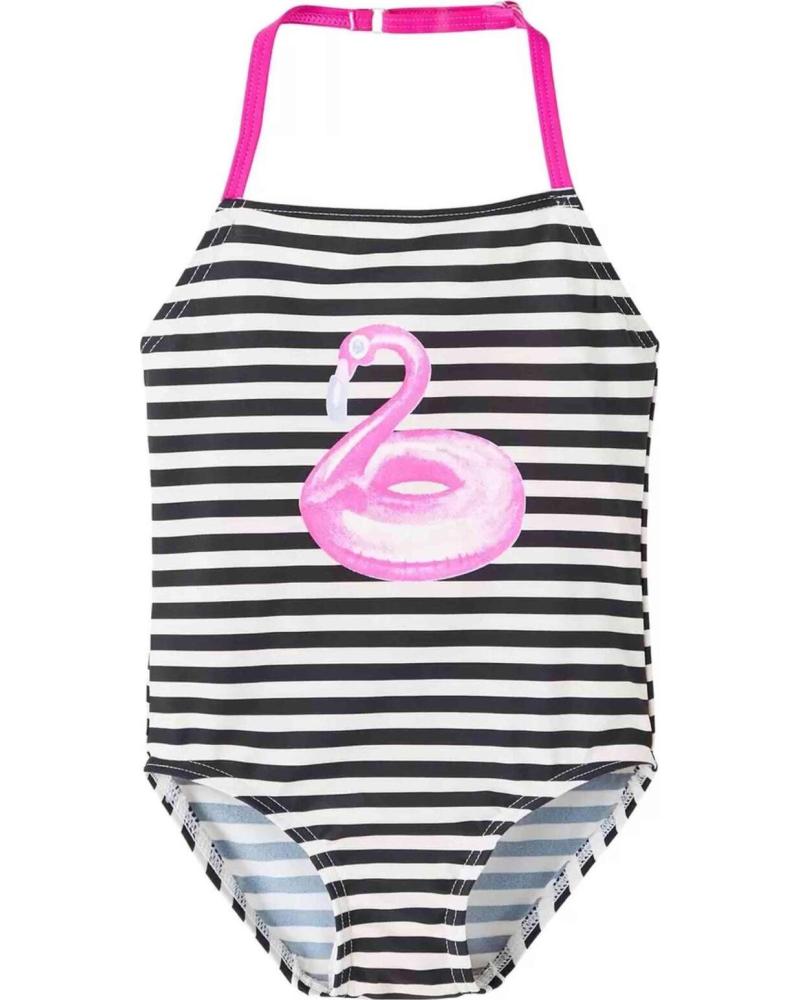 NAME IT BAÑADOR A RAYAS CON ESTAMPADO DE FLAMENCO PARA NIÑA NEGRO