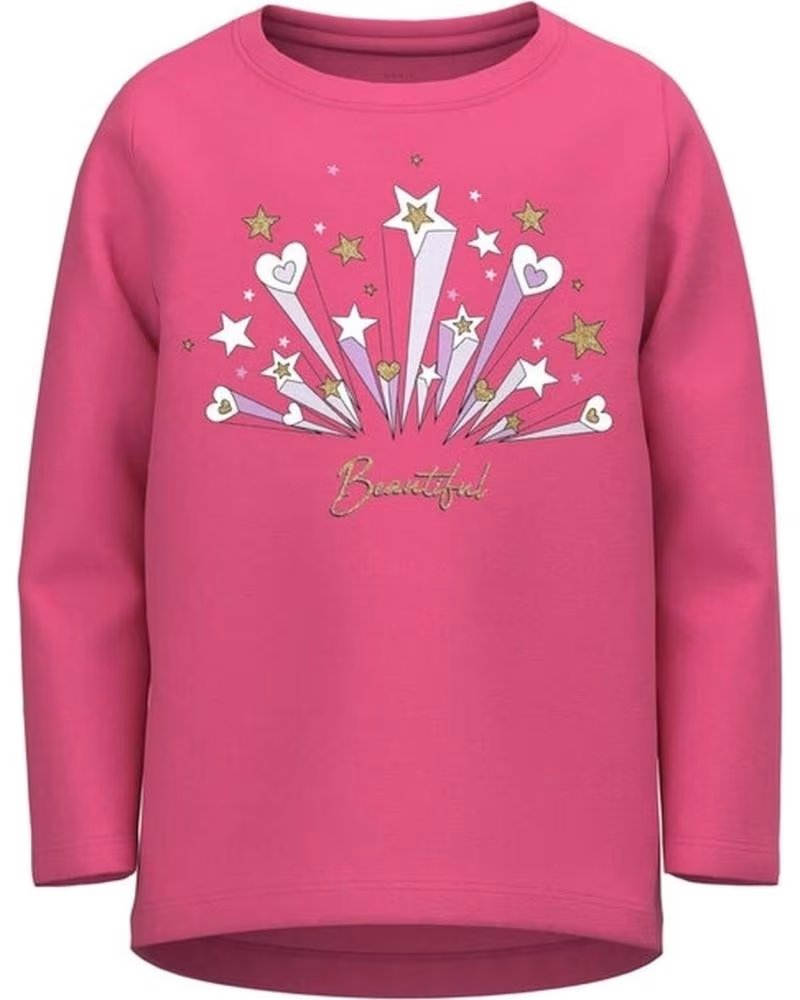 NAME IT FELPA NAME IT PER BAMBINA ROSA CON STAMPA DI STELLE E CUORI ROSA