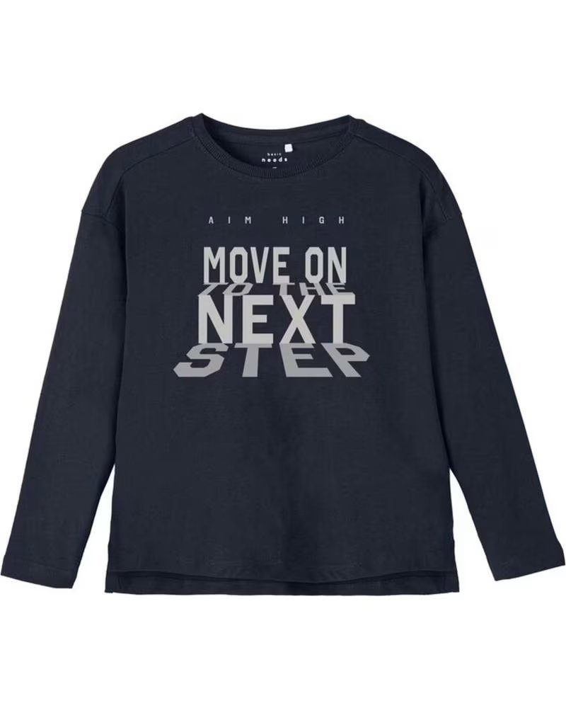 NAME IT NAME IT LANGARMSHIRT "MOVE ON NEXT STEP" FÜR JUNGEN BLAU AZUL