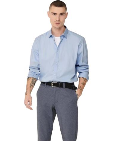 ONLY CAMISA DE VESTIR AZUL DE MANGA LARGA PARA HOMBRE ONLY SONS AZUL