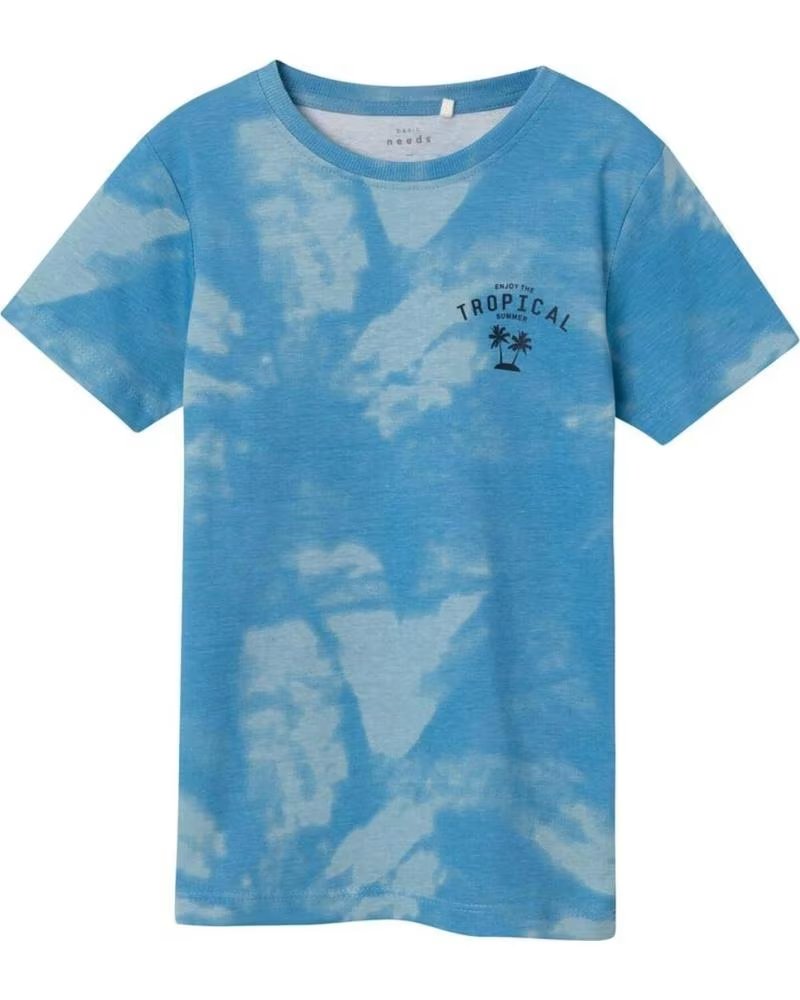 NAME IT NAME IT UNISEX-T-SHIRT MIT KURZEN ÄRMELN UND ABSTRAKTEM AUFDRUCK AZUL