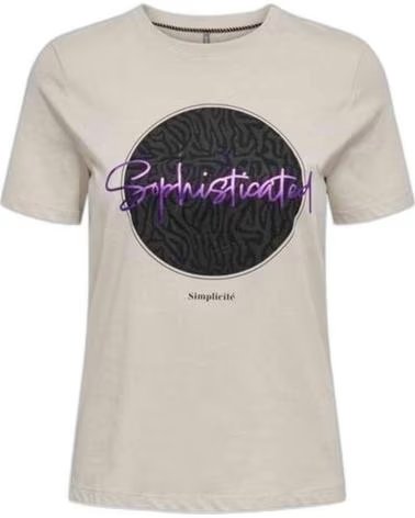 ONLY CAMISETA DE MANGA CORTA ONLY PARA MUJER, COLOR BEIGE BEIGE