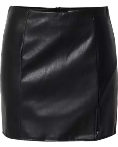 ONLY WOMEN´S BLACK FAUX LEATHER SKIRT NEGRO