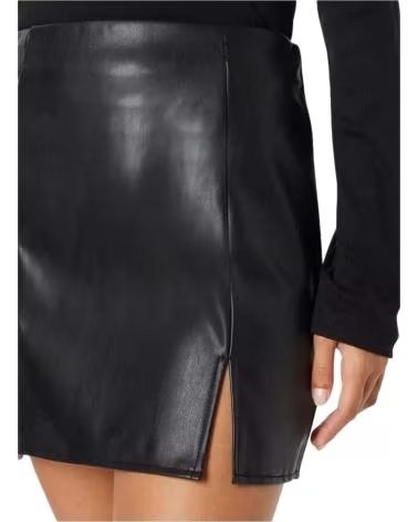 ONLY WOMEN´S BLACK FAUX LEATHER SKIRT NEGRO