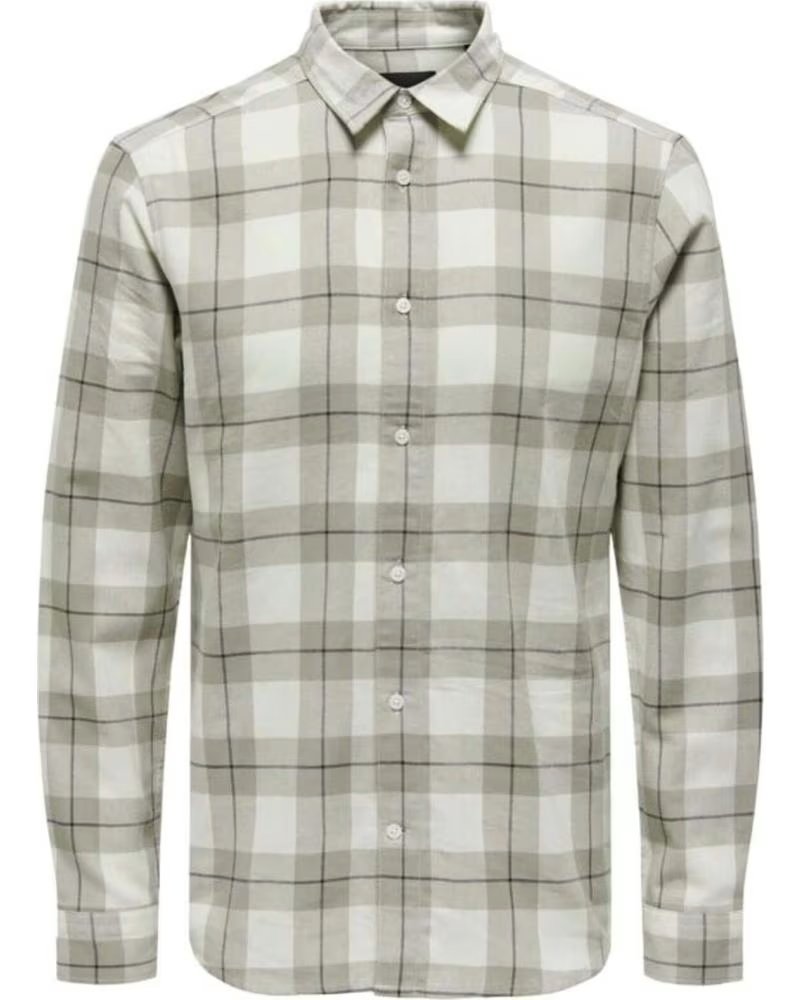 CAMICIA A QUADRI DA UOMO ONLY SONS BEIGE BEIGE