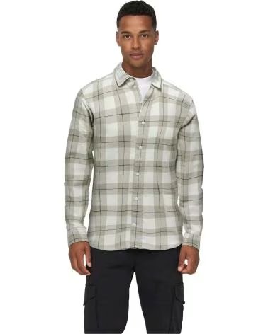 CAMICIA A QUADRI DA UOMO ONLY SONS BEIGE BEIGE