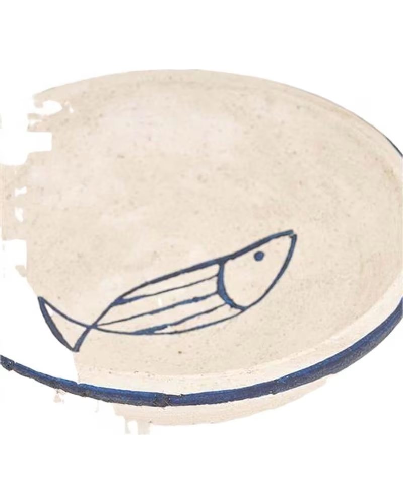 BATELA DEKORATIVER TELLER BATELA MIT FISCH, WEISS, UNISEX BLANCO