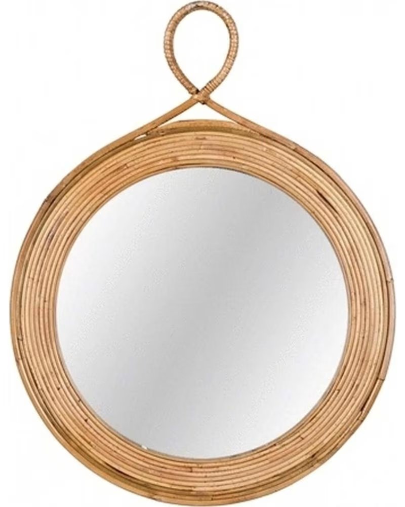 FOIMPEX ESPELHO DECORATIVO REDONDO COM CORDA BEGE BEIGE