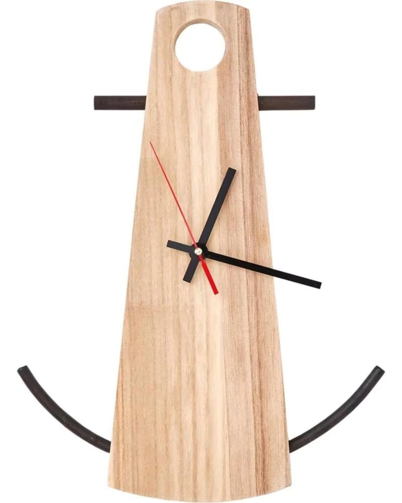 BATELA RELÓGIO DE MESA BATELA DESIGN ÂNCORA MADEIRA MARROM MARRON