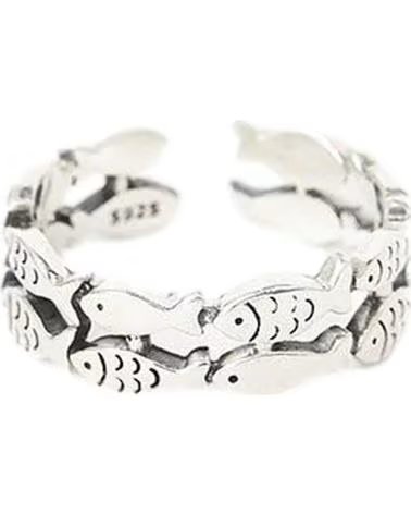 BATELA ANILLO UNISEX BATELA PLATEADO CON DISEÑO DE PECES PLATEADO