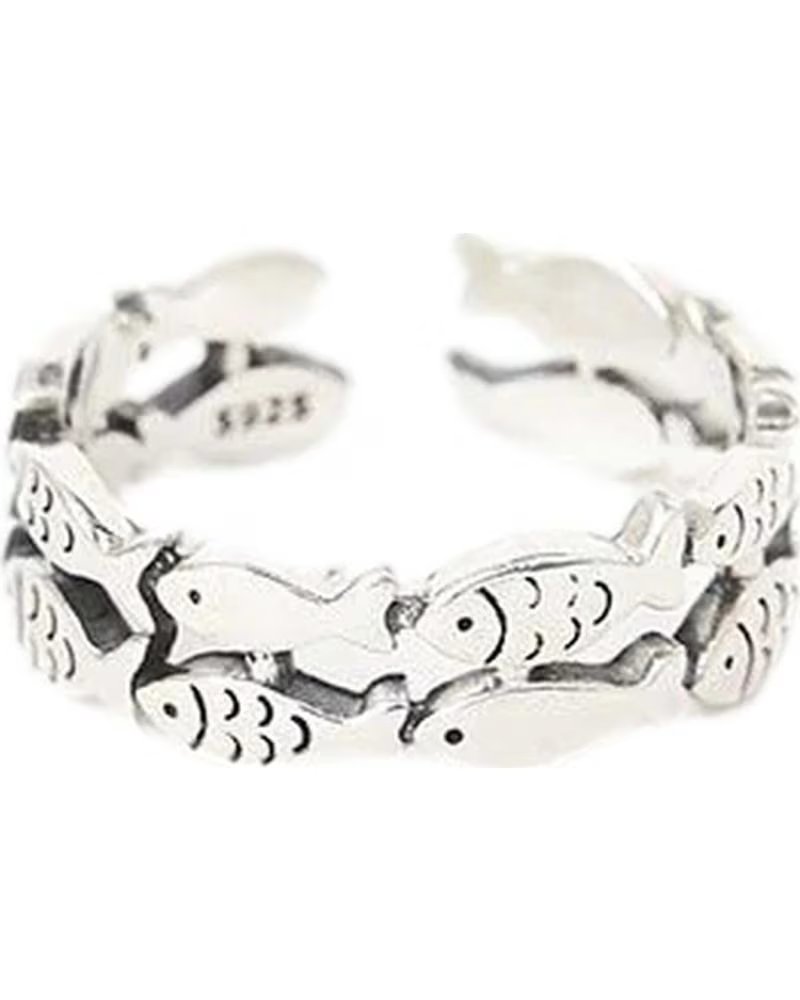 BATELA ANILLO UNISEX BATELA PLATEADO CON DISEÑO DE PECES PLATEADO