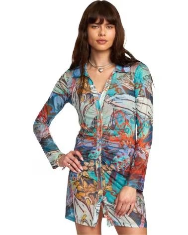 RVCA VESTIDO RVCA AVJX600143-MUL DE MANGA LARGA CON ESTAMPADO MULTICOLOR