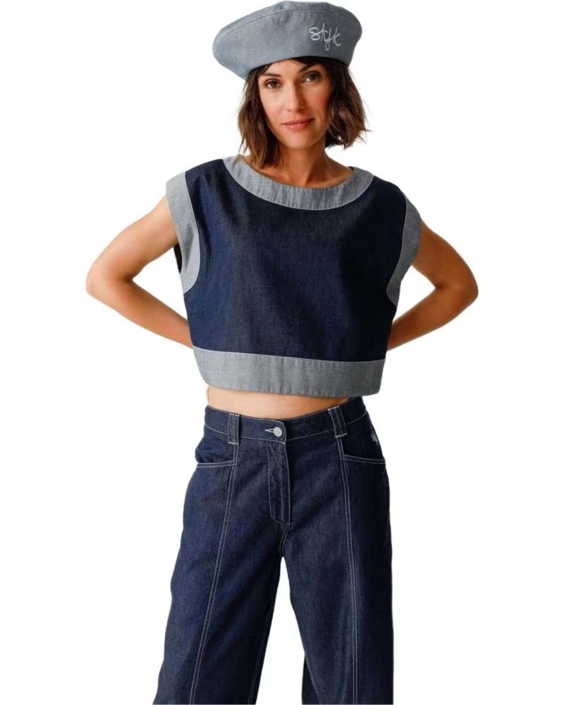 SKFK SKFK DÉBARDEUR EN JEAN POUR FEMME AZUL