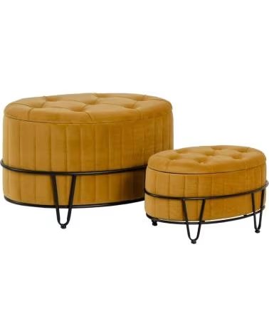 FOIMPEX CONJUNTO DE 2 PUFES REDONDOS FOIMPEX OUTDOOR AMARELO COM ARRUMAÇÃO AMARILLO