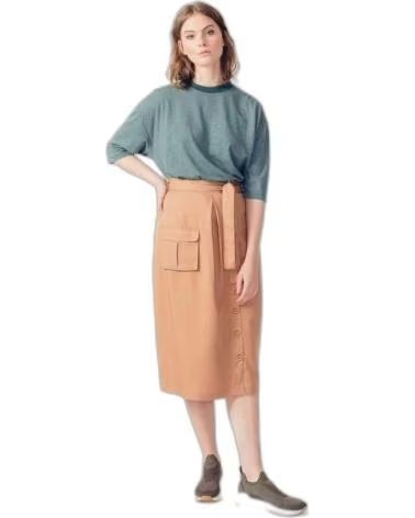 SKFK SKFK WOMEN´S LINEN MIDI SKIRT WITH BELT AND POCKETS ROSA