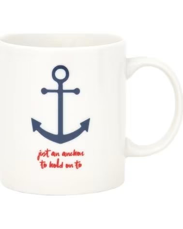 BATELA CANECA BATELA NÁUTICA COM ÂNCORA E MENSAGEM ´JUST ONE MORE NAUTICAL MILE TO BUILD YOUR LIFE´ BLANCO