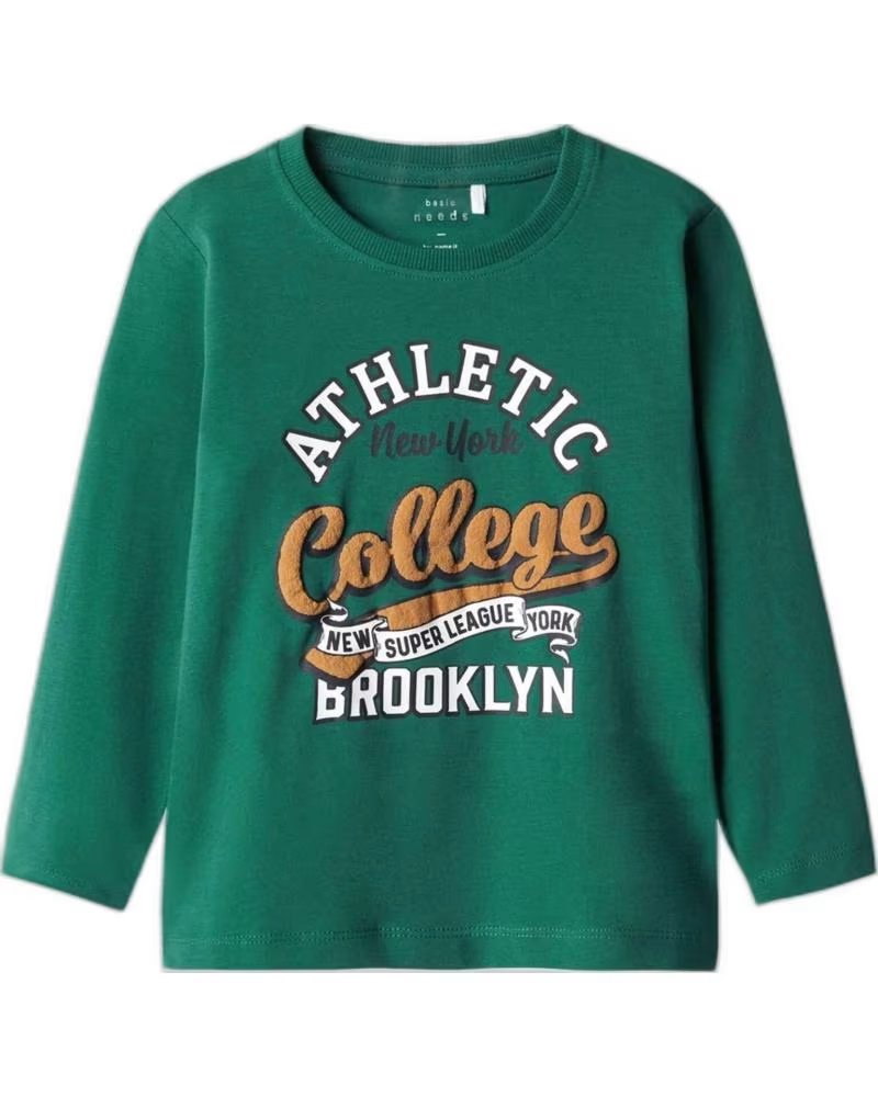 NAME IT GRÜNES "ATHLETIC COLLEGE BROOKLYN" LANGARMSHIRT FÜR KINDER VERDE