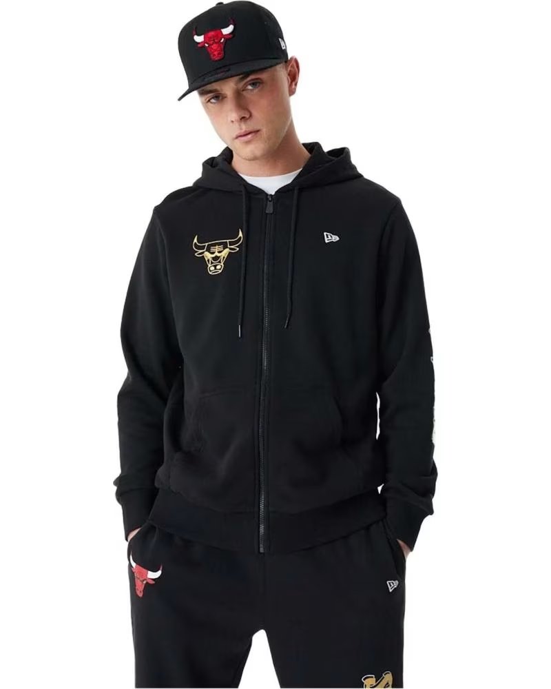 NEW ERA SUDADERA CHICAGO BULLS TEAM SCRIPT NEGRO