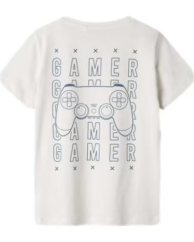 NAME IT NAME IT KURZARM-T-SHIRT FÜR JUNGEN MIT "368 GAMER"-PRINT BLANCO