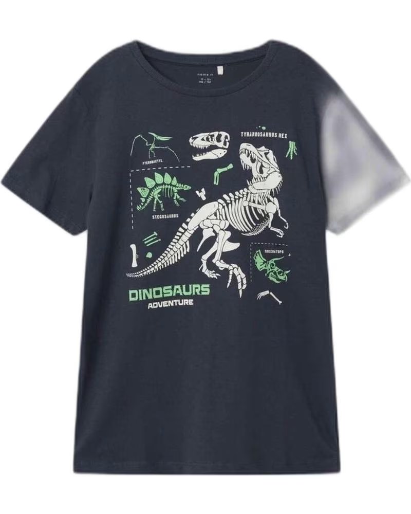 NAME IT UNISEX-T-SHIRT MIT KURZEN ÄRMELN UND DINOSAURIERN FÜR KINDER AZUL