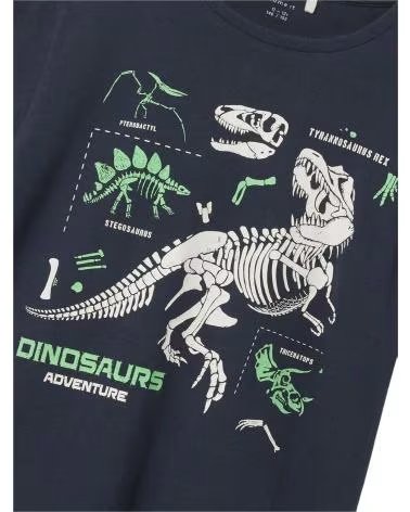 NAME IT UNISEX-T-SHIRT MIT KURZEN ÄRMELN UND DINOSAURIERN FÜR KINDER AZUL