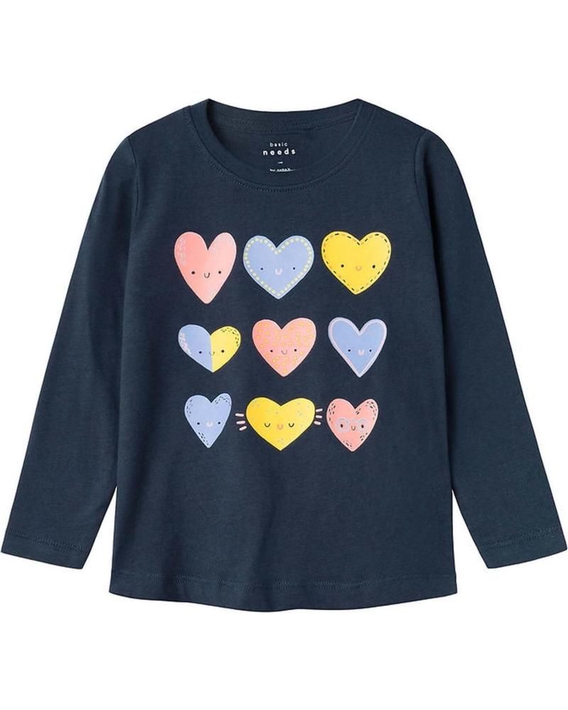 NAME IT CAMISETA DE MANGA LARGA CON CORAZONES PARA NIÑA AZUL