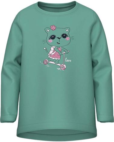 NAME IT CAMISETA DE MANGA LARGA PARA NIÑAS CON ESTAMPADO DE GATO VERDE