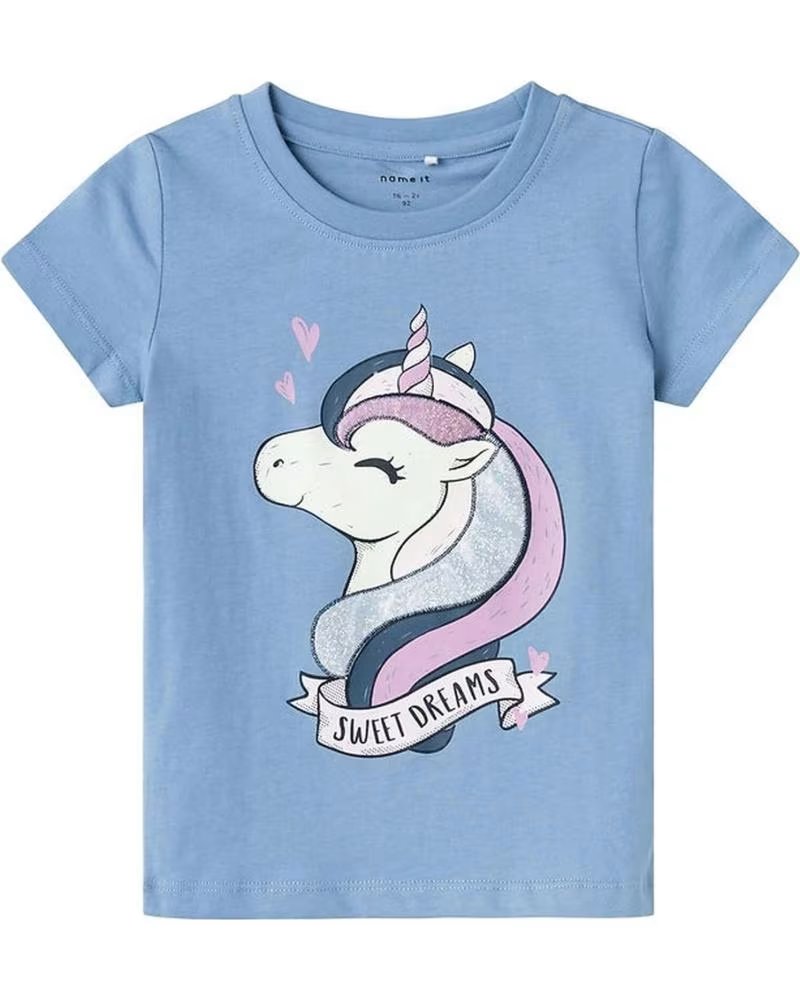 NAME IT UNISEX-T-SHIRT MIT KURZEM ÄRMEL UND EINHORN-PRINT FÜR KINDER AZUL
