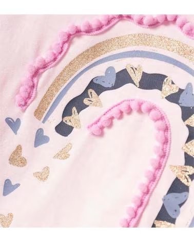 NAME IT CAMISETA INFANTIL UNISSEX DE MANGA CURTA COM ESTAMPA DE ARCO-ÍRIS ROSA