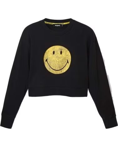 DESIGUAL SUDADERA DESIGUAL SMILEY NEGRA PARA MUJER NEGRO