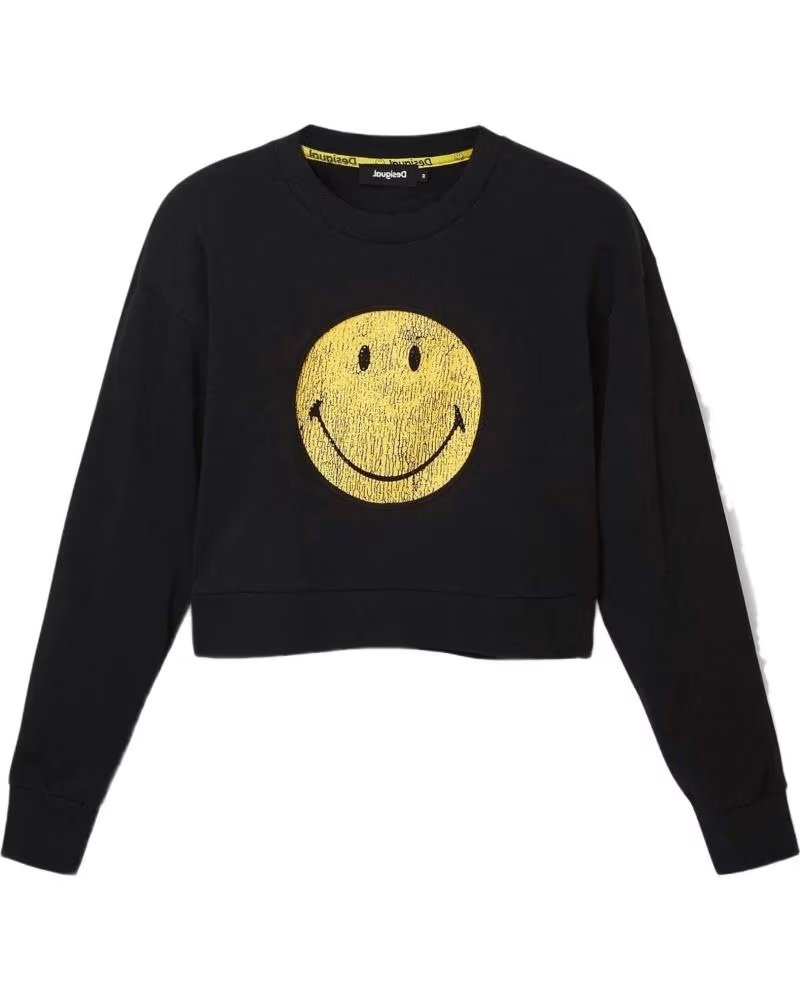 DESIGUAL SUDADERA DESIGUAL SMILEY NEGRA PARA MUJER NEGRO