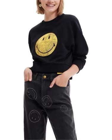 DESIGUAL SUDADERA DESIGUAL SMILEY NEGRA PARA MUJER NEGRO