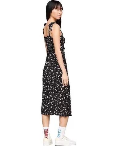 TOMMY JEANS VESTIDO MIDI FLORAL CON TIRANTES DE LAZO DE TOMMY JEANS PARA MUJER NEGRO