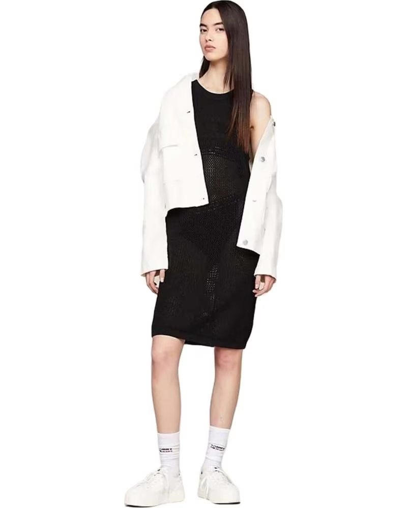 TOMMY JEANS VESTIDO DE PUNTO CALADO SIN MANGAS TOMMY JEANS PARA MUJER NEGRO