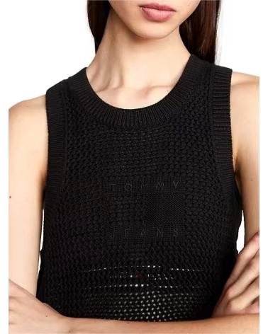 TOMMY JEANS VESTIDO DE PUNTO CALADO SIN MANGAS TOMMY JEANS PARA MUJER NEGRO